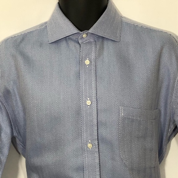 LOMBARDINI FIRENZE chevron stripes luxury shirt - Picture 2 of 9